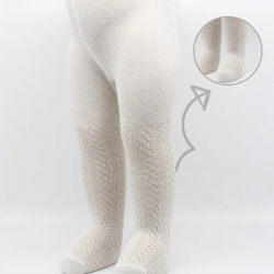 Mey İthalat®   Tekli Zikzak Kabartma Penye Külotlu Çorap BS50108 Ekru
