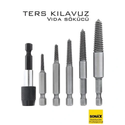 Mey İthalat® Bits Uzatmalı Ters Kılavuz 6 lı Set Saf Çelik Kırık Civata Vida Sökücü