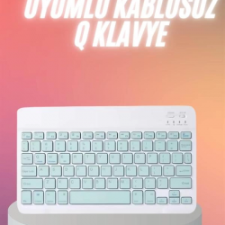 Mey İthalat® Bluetooh Wıreless Keyboard Siyah Q Klavye İOS Ipad Android Windows Uyumlu