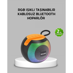 Mey İthalat® Bluetooth 5.0 Hoparlör – RGB Işıklı, Güçlü Bas ve 360° Surround Ses