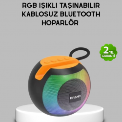 Mey İthalat® Bluetooth 5.0 Hoparlör – RGB Işıklı, Güçlü Bas ve 360° Surround Ses