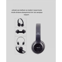 Mey İthalat® Bluetooth 5.0 Kablosuz Kulaklık – Extra Bass, TF Kart Desteği, 3.5mm AUX Girişli