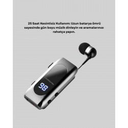 Mey İthalat® Bluetooth 5.2 Klipsli Kablosuz Kulaklık – Dijital Ekran & Titreşimli Uyarı