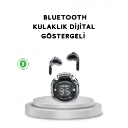 Mey İthalat® Bluetooth 5.3 Kablosuz Kulaklık HiFi Stereo ve Ekstra Bass Dijital Ekranlı