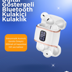 Mey İthalat® Bluetooth 5.3 Kulaklık – Kulakiçi, ANC+ENC, 4 Adet Set, Dijital Göstergeli