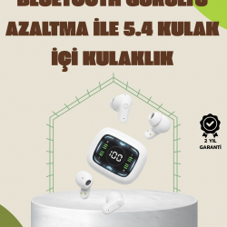 Mey İthalat® Bluetooth 5.4 Teknolojili Kablosuz Kulaklık LED Göstergeli