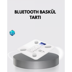 Mey İthalat® Bluetooth Akıllı Tartı – 8 Fonksiyonlu Dijital Baskül, 180 kg Kapasiteli