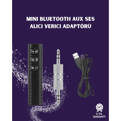 Mey İthalat® Bluetooth AUX Adaptör | 3.5mm Ses Girişi İçin Kablosuz Dönüştürücü, 10m Menzil