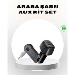 Mey İthalat® Bluetooth AUX Çevirici ve PD Destekli Araç Şarj Cihazı 2’li Set