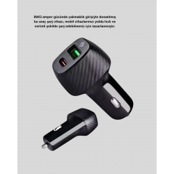 Mey İthalat® Bluetooth AUX Çevirici ve PD Destekli Araç Şarj Cihazı 2’li Set