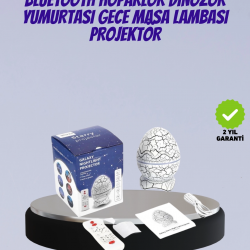 Mey İthalat® Bluetooth Bağlantılı Dinozor Yıldız Projektör Gece Lambası ve Uyku Yardımcısı
