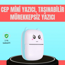 Mey İthalat® Bluetooth Bağlantılı Mini Termal Yazıcı Öğrenci ve Ofis İçin