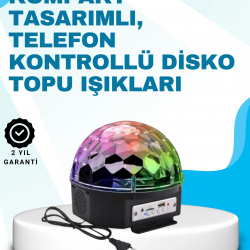 Mey İthalat® Bluetooth Bağlantılı Renkli Masaüstü Disko Topu Işık Gösterisi