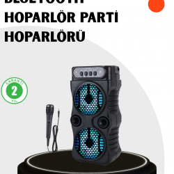 Mey İthalat® Bluetooth Bağlantılı Taşınabilir Hoparlör – LED Işıklı, FM Radyolu, Mikrofon Girişli