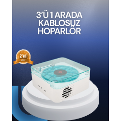 Mey İthalat® Bluetooth Hoparlör – 3-ü-1 Saatli Gece Lambası ve Vintage Tasarım