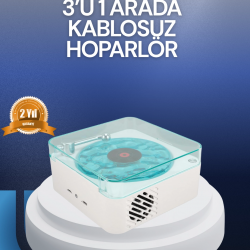 Mey İthalat® Bluetooth Hoparlör – 3-ü-1 Saatli Gece Lambası ve Vintage Tasarım