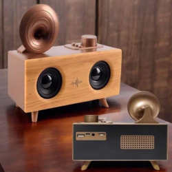 Mey İthalat® Bluetooth Hoparlör Ahşap Klasik Retro Gramofon Bluetooth Müzik Kutusu