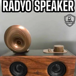 Mey İthalat® Bluetooth Hoparlör Ahşap Klasik Retro Gramofon Bluetooth Müzik Kutusu