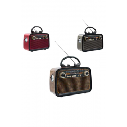 Mey İthalat® Bluetooth Hoparlör Ahşap Renk Vintage Işıklı Nostaljik Radyo Fm Ahşap Görünümlü