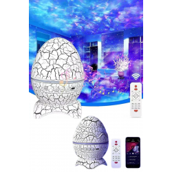 Mey İthalat® Bluetooth Hoparlör Dinozor Yumurtası Gece Masa Lambası Projektör