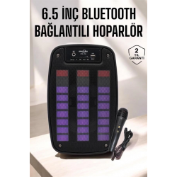 Mey İthalat® Bluetooth Hoparlör RGB Işıklı USB SD Kart Girişli Taşınabilir