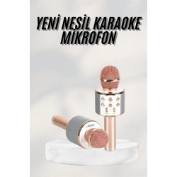 Mey İthalat® Bluetooth Hoparlör USB AUX SD Kart Kaoroke Mikrofon Uzun Pil Ömrü