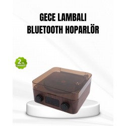 Mey İthalat® Bluetooth Hoparlörlü Gece Lambası Dijital Saat ve Ambiyans Işığı Çok Amaçlı
