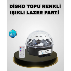 Mey İthalat® Bluetooth Hoparlörlü LED Disko Işığı Müzik Ritim Duyarlı ve Taşınabilir