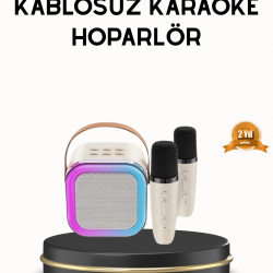 Mey İthalat® Bluetooth Karaoke Hoparlör Renkli LED Işıklı ve Type-C Şarjlı