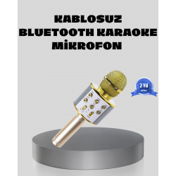 Mey İthalat® Bluetooth Karaoke Mikrofon Şarjlı Uzun Pil Ömürlü Çok Fonksiyonlu