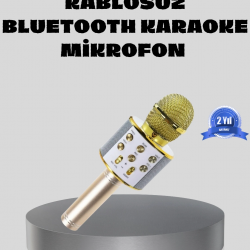 Mey İthalat® Bluetooth Karaoke Mikrofon Şarjlı Uzun Pil Ömürlü Çok Fonksiyonlu