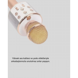 Mey İthalat® Bluetooth Karaoke Mikrofon Şarjlı Uzun Pil Ömürlü Çok Fonksiyonlu