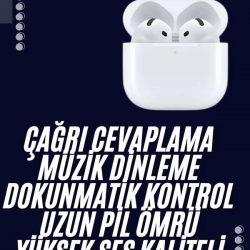 Mey İthalat® Bluetooth Kulaklık Beyaz Çağrı Cevaplama Dokunmatik Kontrol Kablosuz