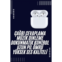 Mey İthalat® Bluetooth Kulaklık Beyaz Çağrı Cevaplama Dokunmatik Kontrol Kablosuz