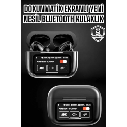 Mey İthalat® Bluetooth Kulaklık Kablosuz Ekranlı ANC/ENC Destekli Dokunmatik