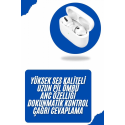 Mey İthalat® Bluetooth Kulaklık Kulak İçi Silikonlu Stereo Yüksek Ses Kaliteli Dokunmatik