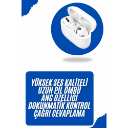 Mey İthalat® Bluetooth Kulaklık Kulak İçi Silikonlu Stereo Yüksek Ses Kaliteli Dokunmatik