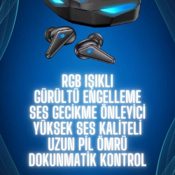 Mey İthalat® Bluetooth Kulaklık Oyuncu Kulaklığı RGB Işıklı Oyunlarda Düşük Gecikme