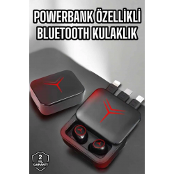 Mey İthalat® Bluetooth Kulaklık Powerbank Özelliği Yüksek Ses Kaliteli TWS Kulaklık