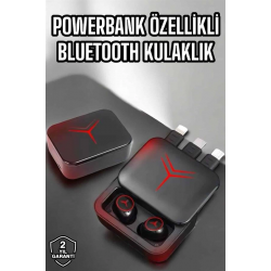 Mey İthalat® Bluetooth Kulaklık Powerbank Özelliği Yüksek Ses Kaliteli TWS Kulaklık