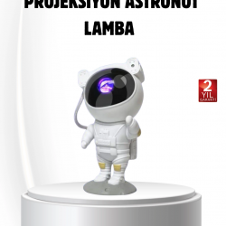 Mey İthalat® Bluetooth Müzikli Astronot Projeksiyon Lambası Yıldız ve Ay Efektli
