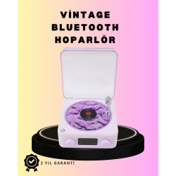 Mey İthalat® Bluetooth Retro Pikap Hoparlör – Projektörlü Gece Lambası