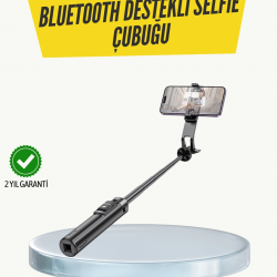 Mey İthalat® Bluetooth Selfie Çubuğu – Işıklı, Katlanabilir, Uzaktan Kumandalı