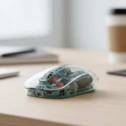 Mey İthalat® Bluetooth ve 2.4G USB Destekli Pilli Kablosuz Şeffaf Mouse