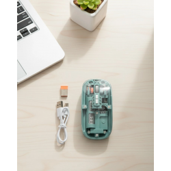Mey İthalat® Bluetooth ve 2.4G USB Destekli Pilli Kablosuz Şeffaf Mouse