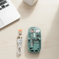Mey İthalat® Bluetooth ve 2.4G USB Destekli Pilli Kablosuz Şeffaf Mouse