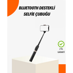 Mey İthalat® Bluetooth’lu Işıklı Selfie Çubuğu – Katlanabilir, 130 cm
