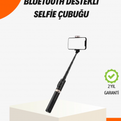 Mey İthalat® Bluetooth’lu Işıklı Selfie Çubuğu – Katlanabilir, 130 cm