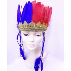 Mey İthalat® Bordo Mavi Renk Tüylü Kızılderili Başlığı | Taraftar Başlığı