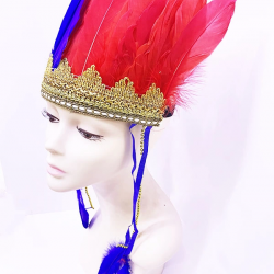 Mey İthalat® Bordo Mavi Renk Tüylü Kızılderili Başlığı | Taraftar Başlığı